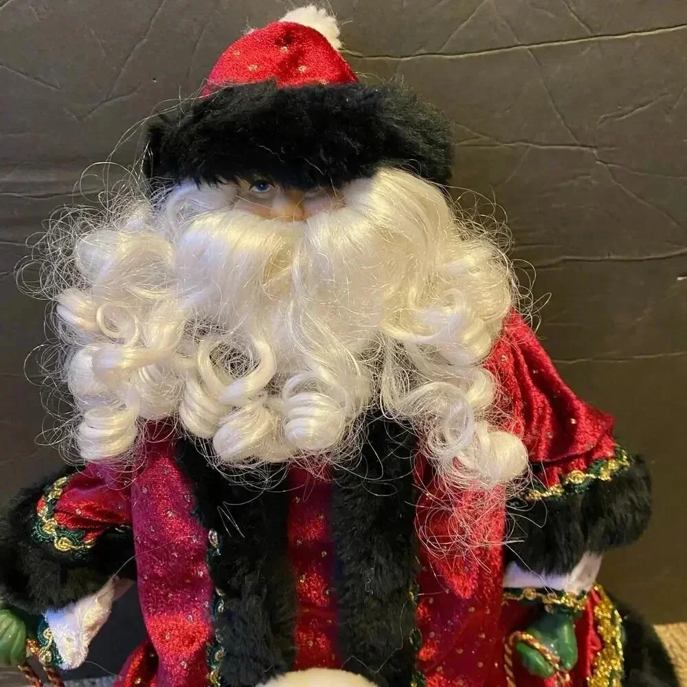 Vintage Tree Topper Santa and His Toy Bag For Children in Christmas Decor Time